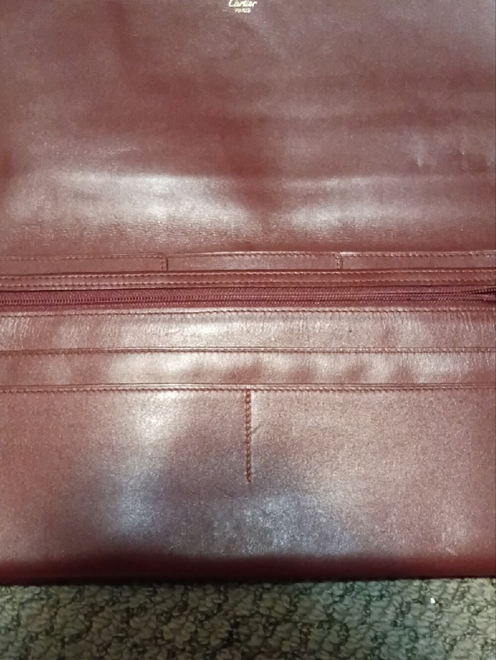 Cartier- Leather Fold-Over Clutch in Burgundy with Gold Accents - Picture 4 of 7